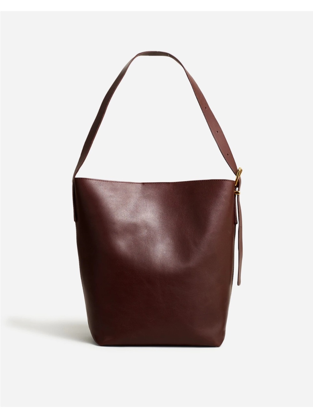 Madewell Essential 100% Leather Bucket Tote - Chocolate Raisin